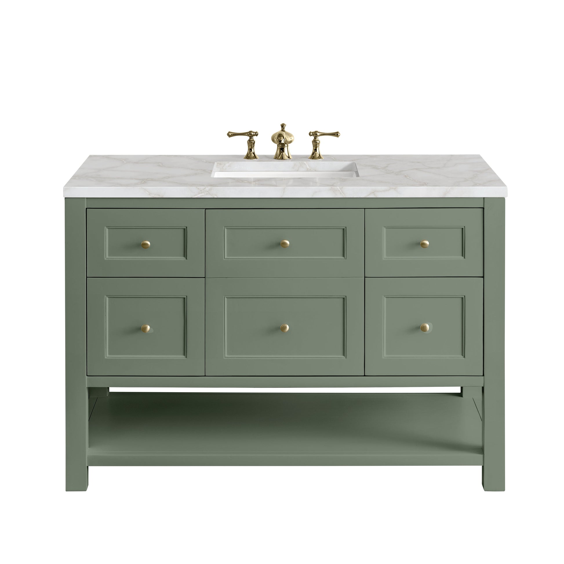 James Martin Vanities Breckenridge 48" Smokey Celadon Single Vanity With 3 cm Victorian Silver Top