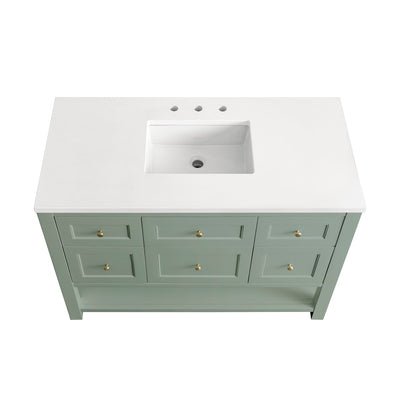 James Martin Vanities Breckenridge 48" Smokey Celadon Single Vanity With 3 cm White Zeus Top