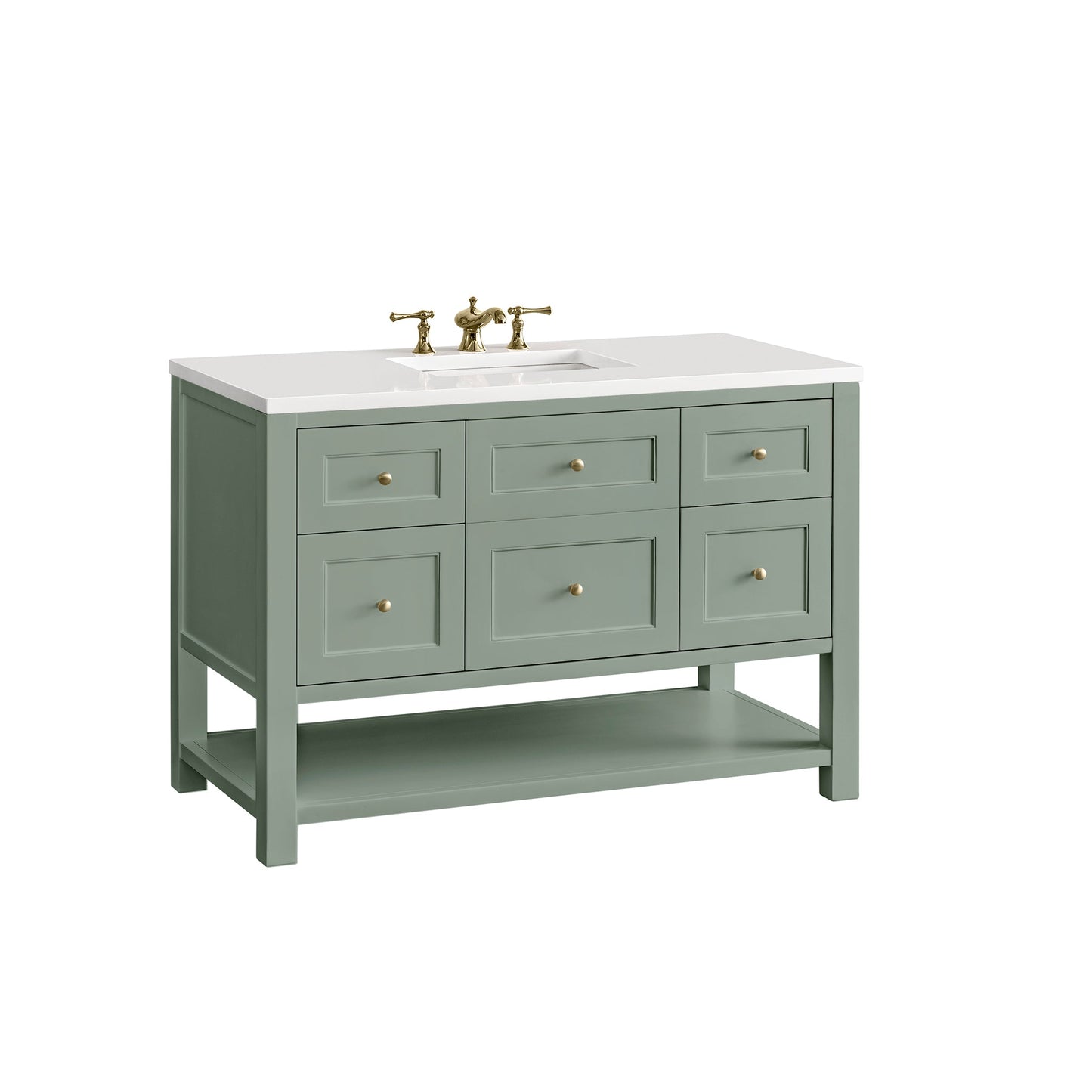 James Martin Vanities Breckenridge 48" Smokey Celadon Single Vanity With 3 cm White Zeus Top