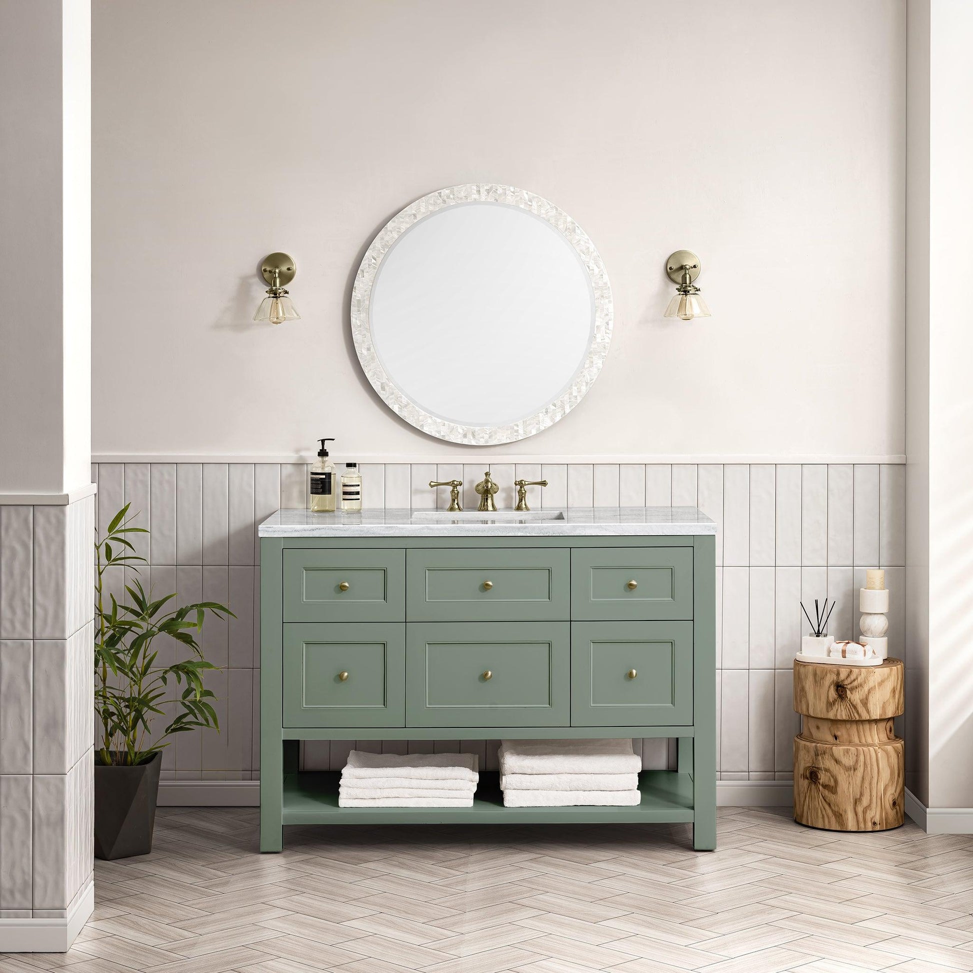 James Martin Vanities Breckenridge 48" Smokey Celadon Single Vanity With 3cm Arctic Fall Top