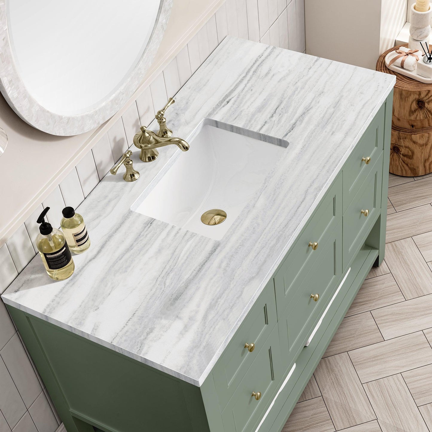 James Martin Vanities Breckenridge 48" Smokey Celadon Single Vanity With 3cm Arctic Fall Top