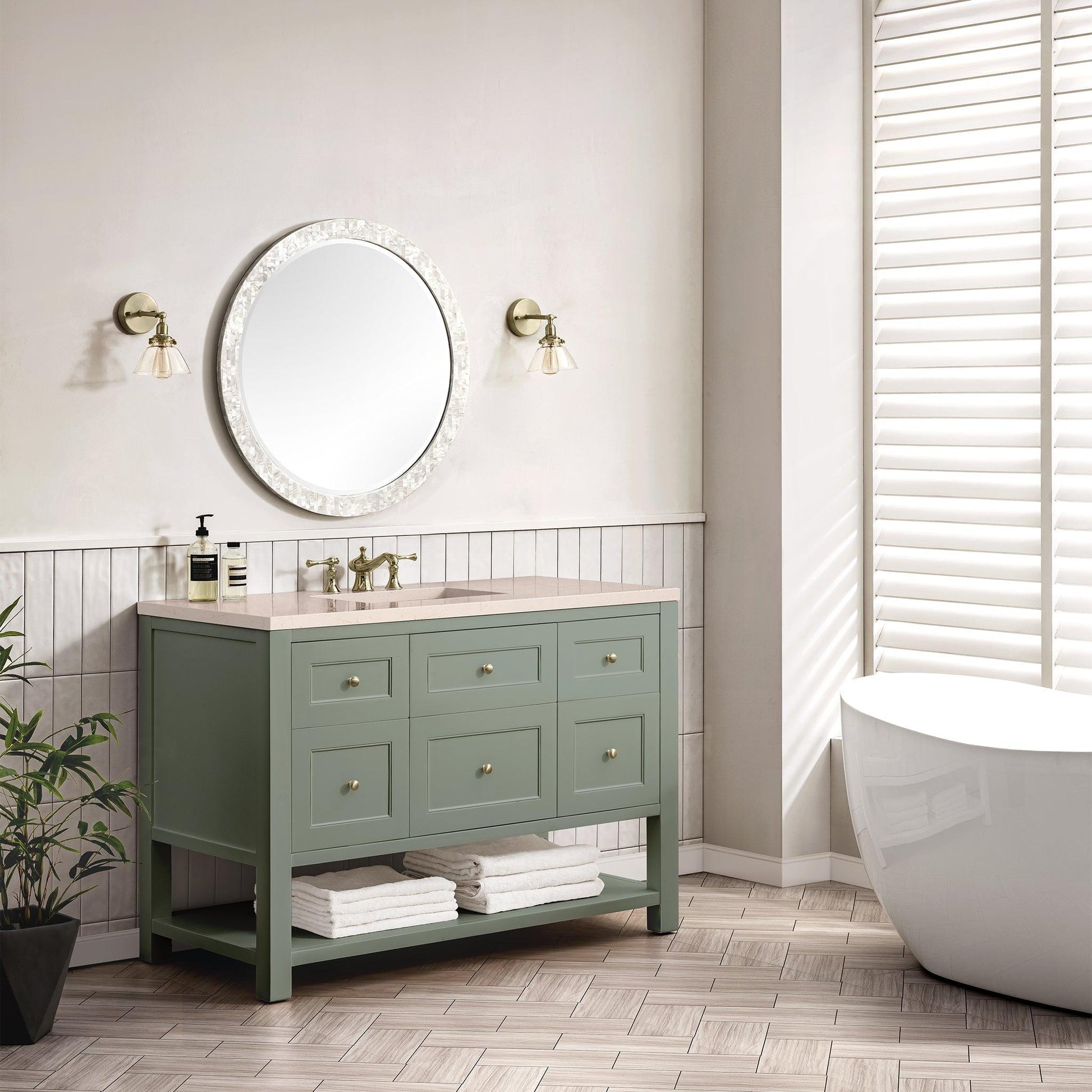 James Martin Vanities Breckenridge 48" Smokey Celadon Single Vanity With 3cm Eternal Marfil Top