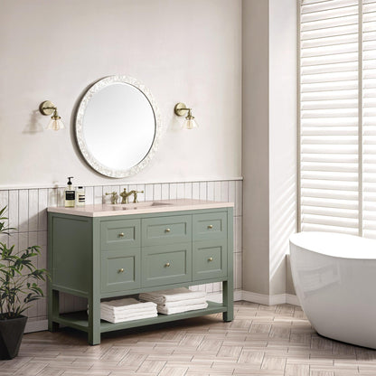 James Martin Vanities Breckenridge 48" Smokey Celadon Single Vanity With 3cm Eternal Marfil Top