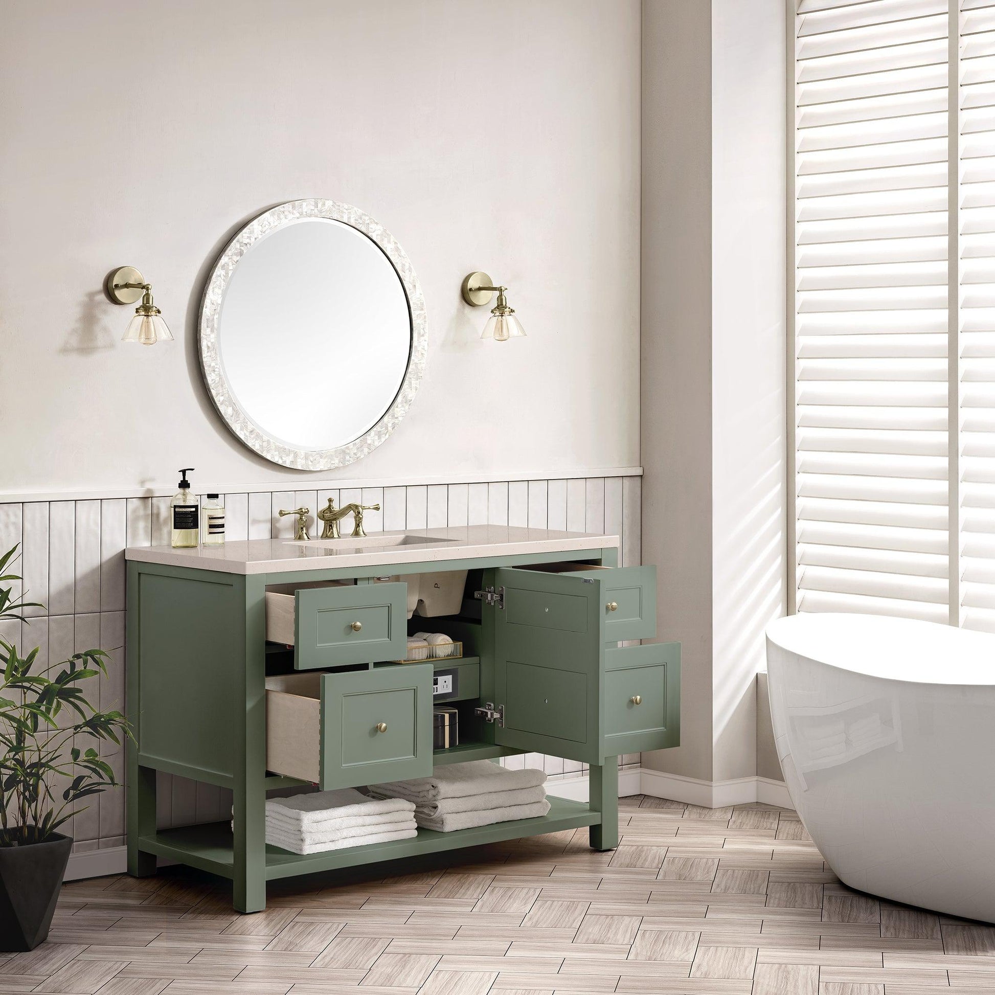 James Martin Vanities Breckenridge 48" Smokey Celadon Single Vanity With 3cm Eternal Marfil Top