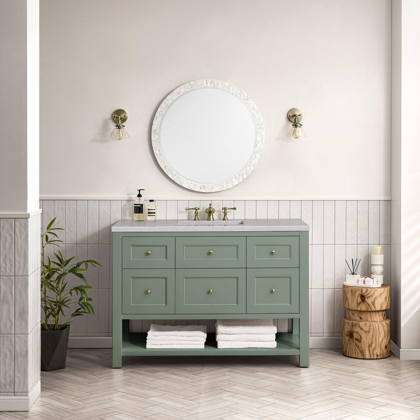 James Martin Vanities Breckenridge 48" Smokey Celadon Single Vanity With 3cm Eternal Serena Top