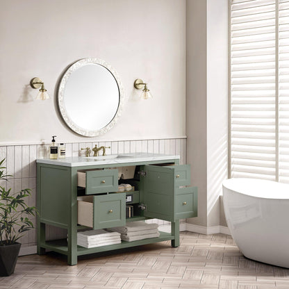 James Martin Vanities Breckenridge 48" Smokey Celadon Single Vanity With 3cm Ethereal Noctis Top