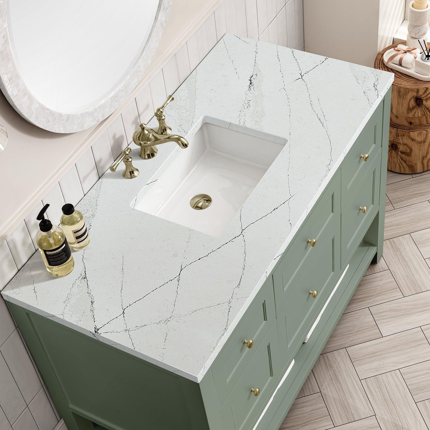 James Martin Vanities Breckenridge 48" Smokey Celadon Single Vanity With 3cm Ethereal Noctis Top