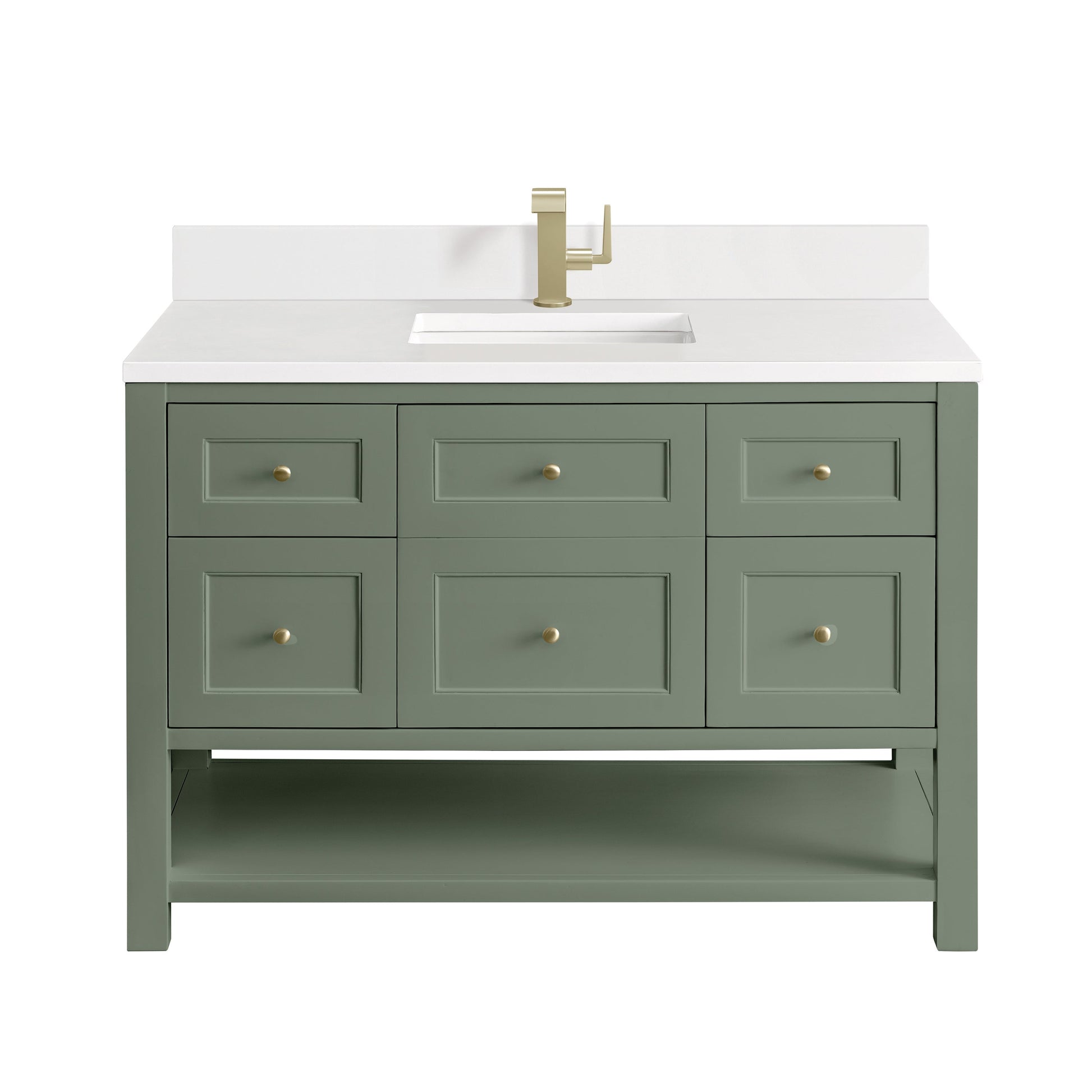 James Martin Vanities Breckenridge 48" Smokey Celadon Single Vanity With Single Hole 3 cm White Zeus Top & Backsplash