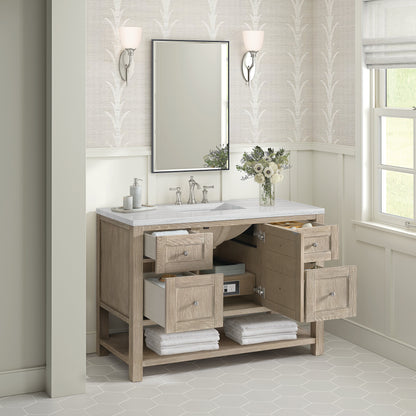 James Martin Vanities Breckenridge 48" Whitewashed Oak Single Vanity With 3 cm Arctic Fall Solid Surface Top