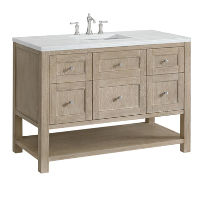 James Martin Vanities Breckenridge 48" Whitewashed Oak Single Vanity With 3 cm Arctic Fall Solid Surface Top