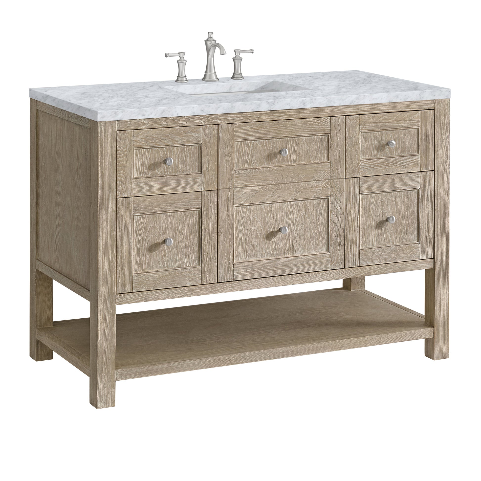 James Martin Vanities Breckenridge 48" Whitewashed Oak Single Vanity With 3 cm Carrara White Marble Top