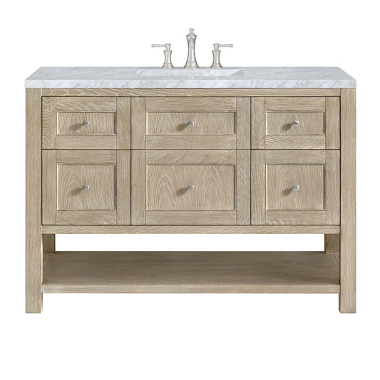 James Martin Vanities Breckenridge 48" Whitewashed Oak Single Vanity With 3 cm Carrara White Marble Top