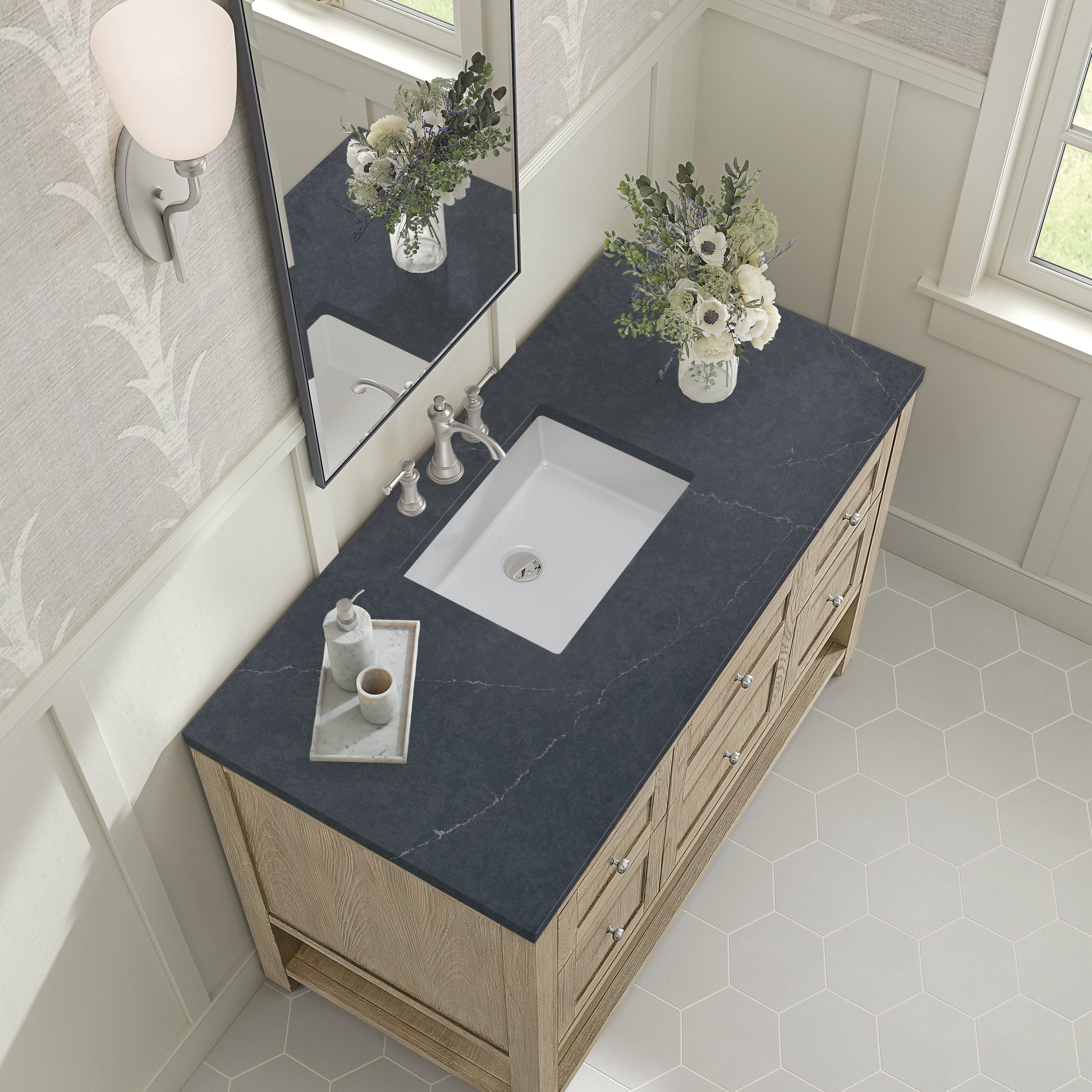 James Martin Vanities Breckenridge 48" Whitewashed Oak Single Vanity With 3 cm Charcoal Soapstone Quartz Top