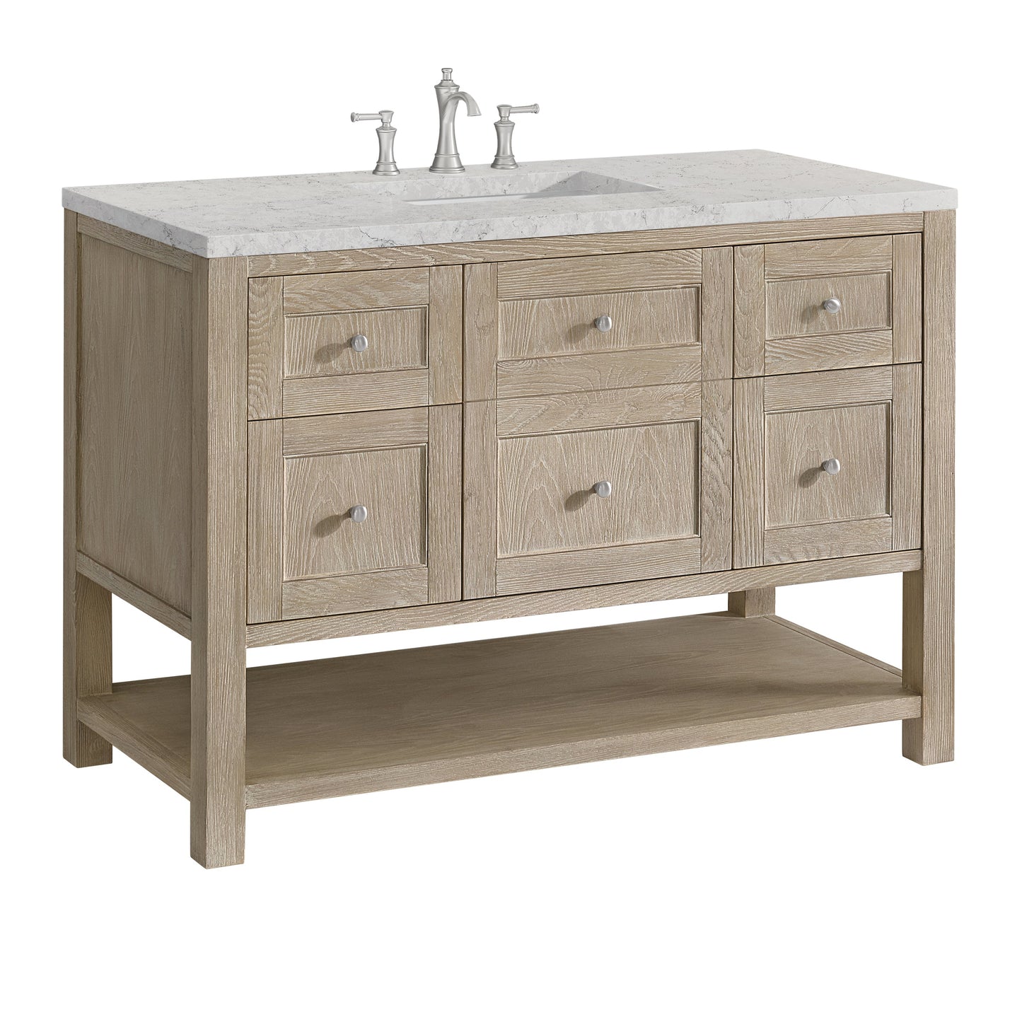 James Martin Vanities Breckenridge 48" Whitewashed Oak Single Vanity With 3 cm Eternal Jasmine Pearl Quartz Top