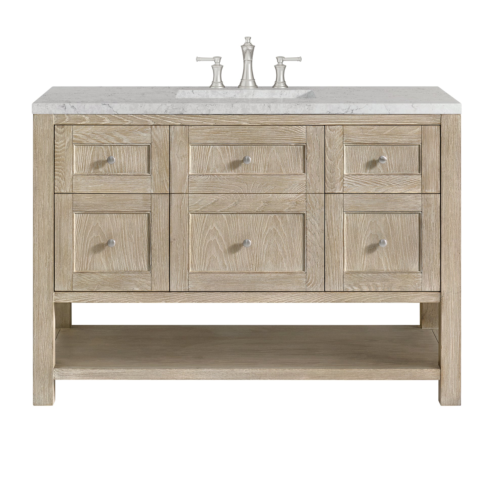 James Martin Vanities Breckenridge 48" Whitewashed Oak Single Vanity With 3 cm Eternal Jasmine Pearl Silestone Top and FreePower Wireless Charger