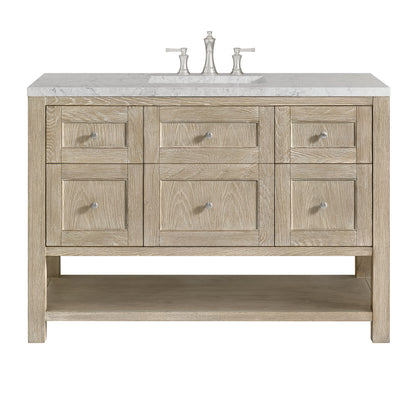 James Martin Vanities Breckenridge 48" Whitewashed Oak Single Vanity With 3 cm Eternal Jasmine Pearl Silestone Top and FreePower Wireless Charger