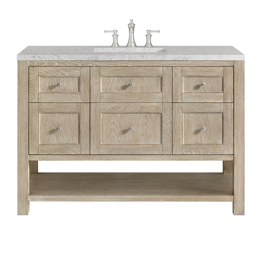 James Martin Vanities Breckenridge 48" Whitewashed Oak Single Vanity With 3 cm Eternal Jasmine Pearl Silestone Top and FreePower Wireless Charger
