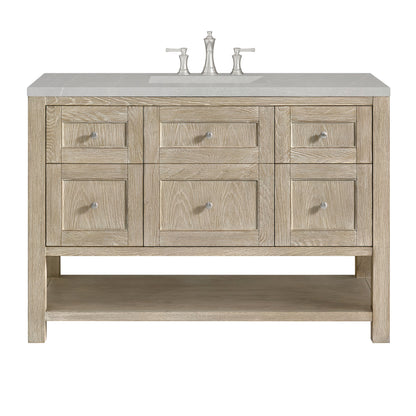 James Martin Vanities Breckenridge 48" Whitewashed Oak Single Vanity With 3 cm Eternal Serena Quartz Top