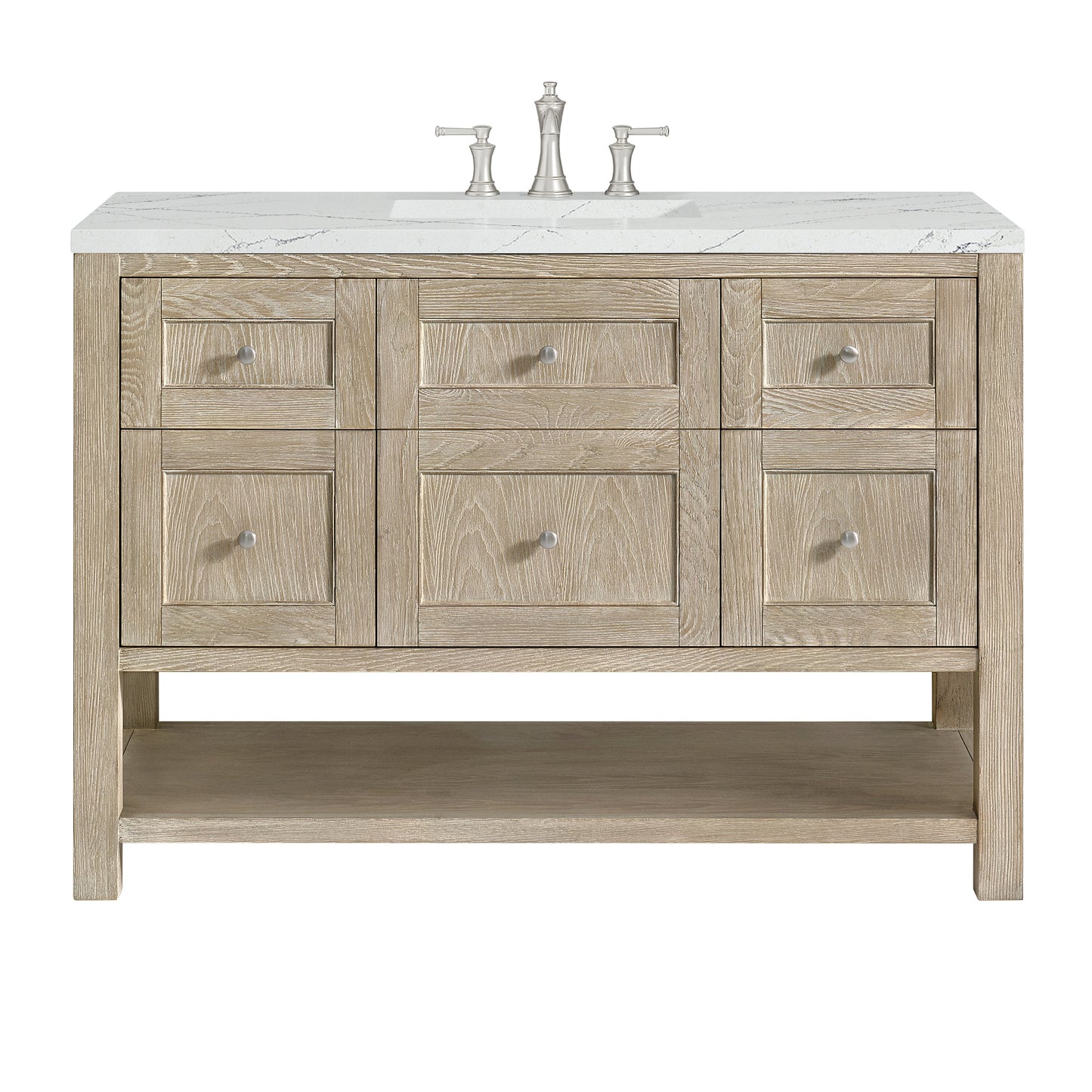 James Martin Vanities Breckenridge 48" Whitewashed Oak Single Vanity With 3 cm Ethereal Noctis Quartz Top