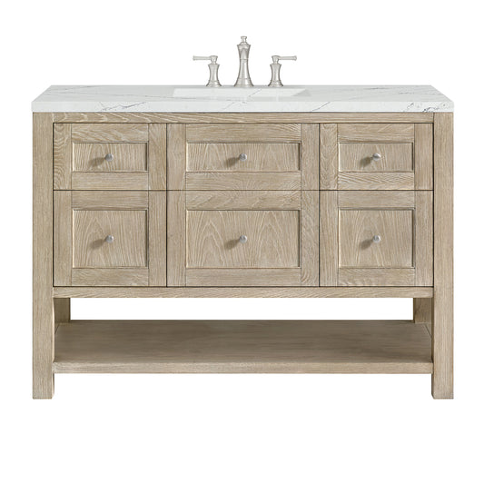 James Martin Vanities Breckenridge 48" Whitewashed Oak Single Vanity With 3 cm Ethereal Noctis Quartz Top