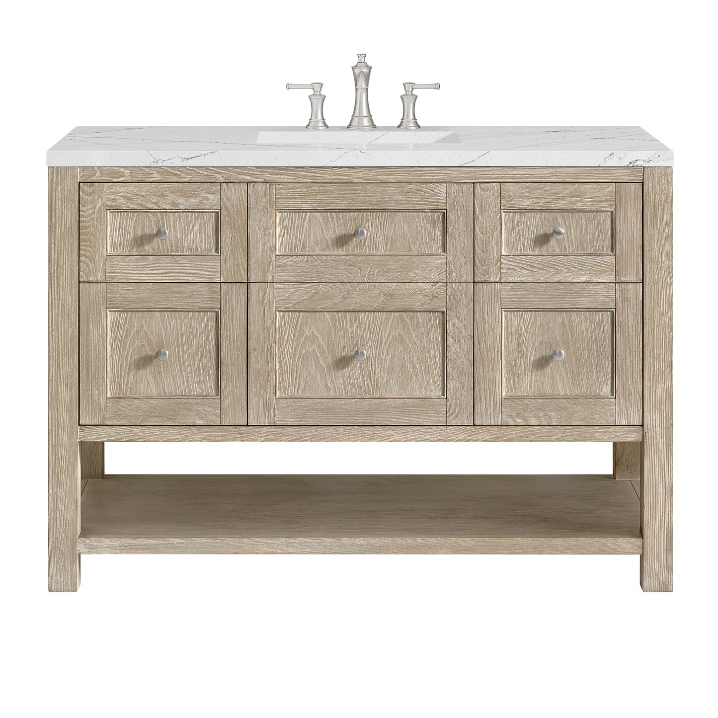 James Martin Vanities Breckenridge 48" Whitewashed Oak Single Vanity With 3 cm Ethereal Noctis Silestone Top and FreePower Wireless Charger