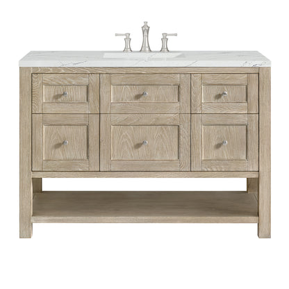 James Martin Vanities Breckenridge 48" Whitewashed Oak Single Vanity With 3 cm Ethereal Noctis Silestone Top and FreePower Wireless Charger