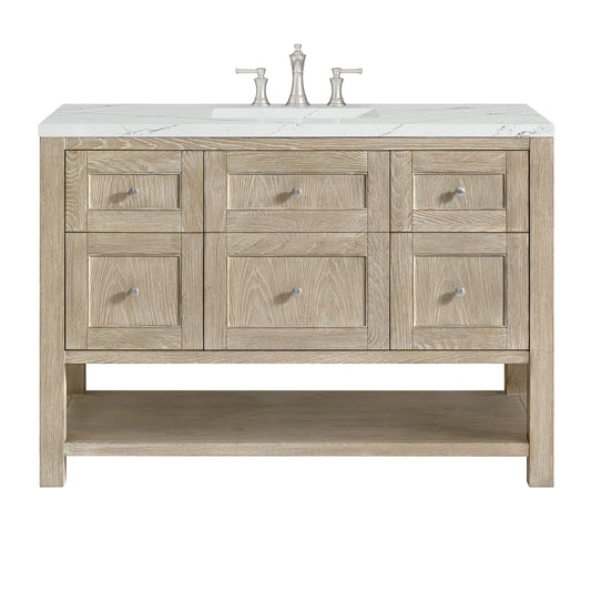 James Martin Vanities Breckenridge 48" Whitewashed Oak Single Vanity With 3 cm Ethereal Noctis Silestone Top and FreePower Wireless Charger