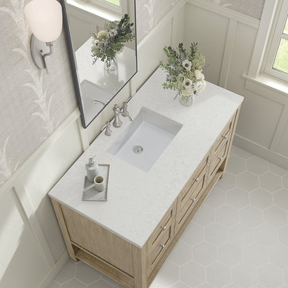 James Martin Vanities Breckenridge 48" Whitewashed Oak Single Vanity With 3 cm Lime Delight Quartz Top