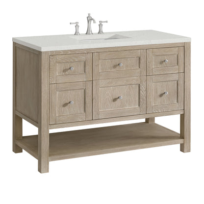 James Martin Vanities Breckenridge 48" Whitewashed Oak Single Vanity With 3 cm Lime Delight Quartz Top