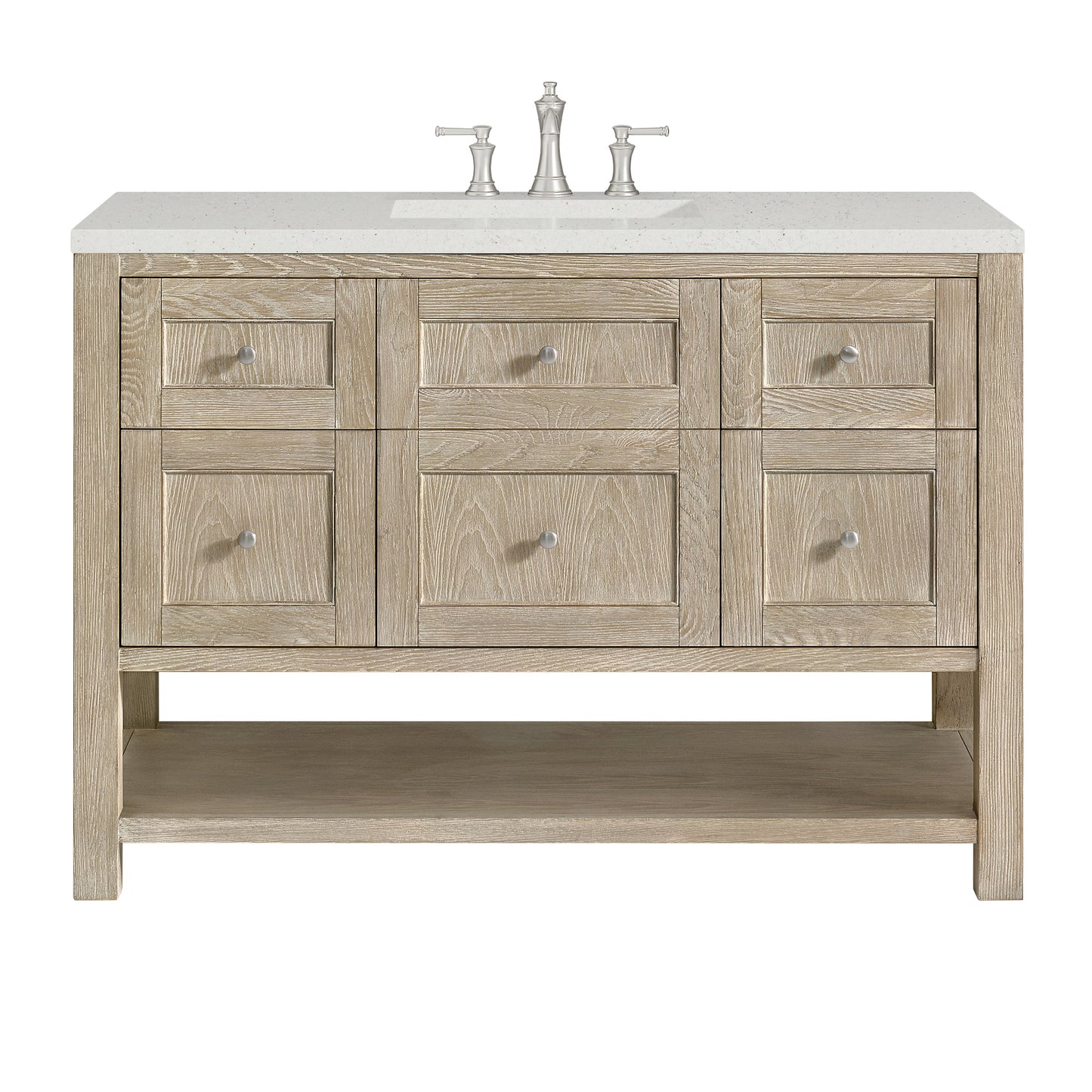 James Martin Vanities Breckenridge 48" Whitewashed Oak Single Vanity With 3 cm Lime Delight Quartz Top