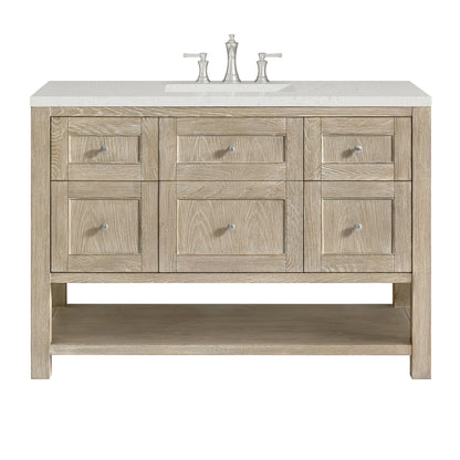 James Martin Vanities Breckenridge 48" Whitewashed Oak Single Vanity With 3 cm Lime Delight Quartz Top