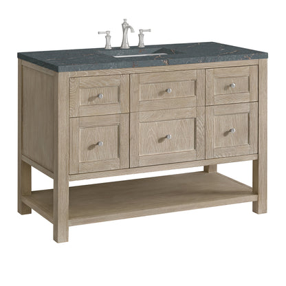 James Martin Vanities Breckenridge 48" Whitewashed Oak Single Vanity With 3 cm Parisien Bleu Quartz Top