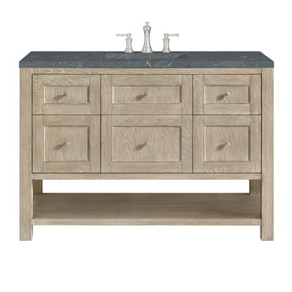 James Martin Vanities Breckenridge 48" Whitewashed Oak Single Vanity With 3 cm Parisien Bleu Quartz Top