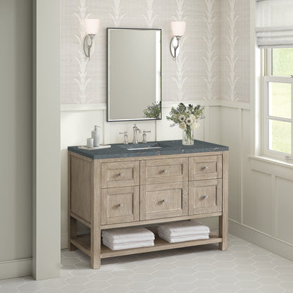 James Martin Vanities Breckenridge 48" Whitewashed Oak Single Vanity With 3 cm Parisien Bleu Silestone Top and FreePower Wireless Charger