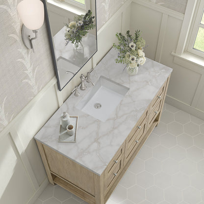 James Martin Vanities Breckenridge 48" Whitewashed Oak Single Vanity With 3 cm Victorian Silver Quartz Top