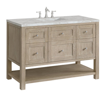 James Martin Vanities Breckenridge 48" Whitewashed Oak Single Vanity With 3 cm Victorian Silver Quartz Top