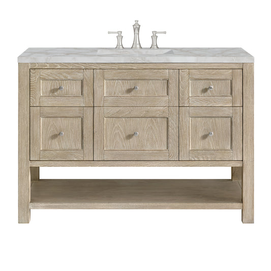 James Martin Vanities Breckenridge 48" Whitewashed Oak Single Vanity With 3 cm Victorian Silver Silestone Top and FreePower Wireless Charger