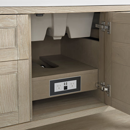 James Martin Vanities Breckenridge 48" Whitewashed Oak Single Vanity With 3 cm White Zeus Quartz Top