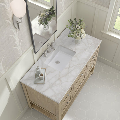 James Martin Vanities Breckenridge 48" Whitewashed Oak Single Vanity With 3 cm White Zeus Quartz Top