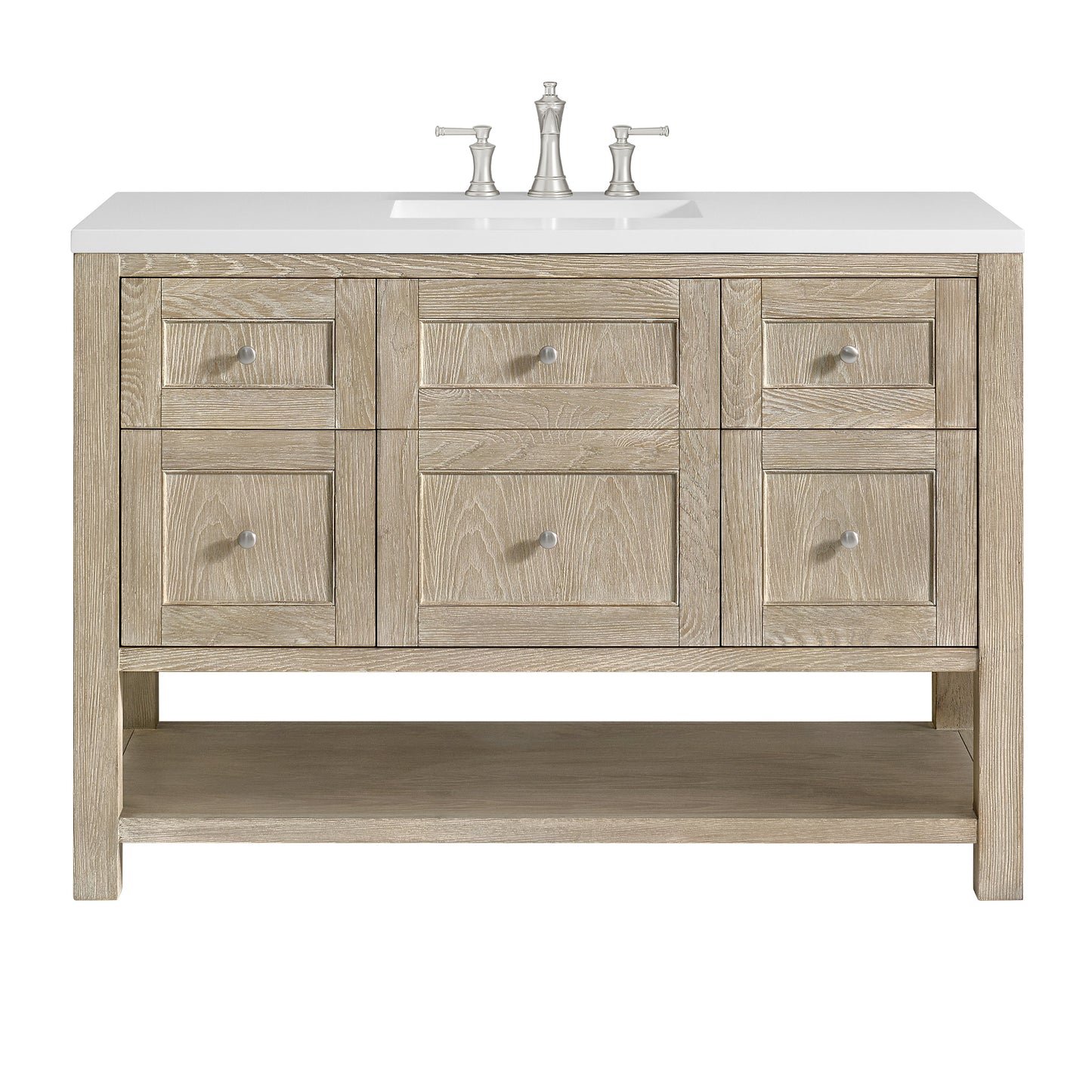 James Martin Vanities Breckenridge 48" Whitewashed Oak Single Vanity With 3 cm White Zeus Quartz Top