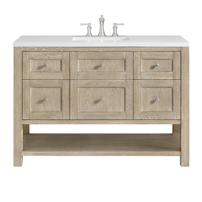 James Martin Vanities Breckenridge 48" Whitewashed Oak Single Vanity With 3 cm White Zeus Quartz Top