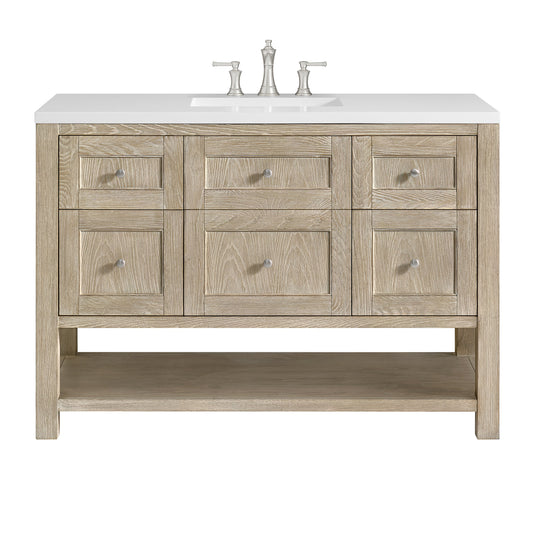 James Martin Vanities Breckenridge 48" Whitewashed Oak Single Vanity With 3 cm White Zeus Quartz Top