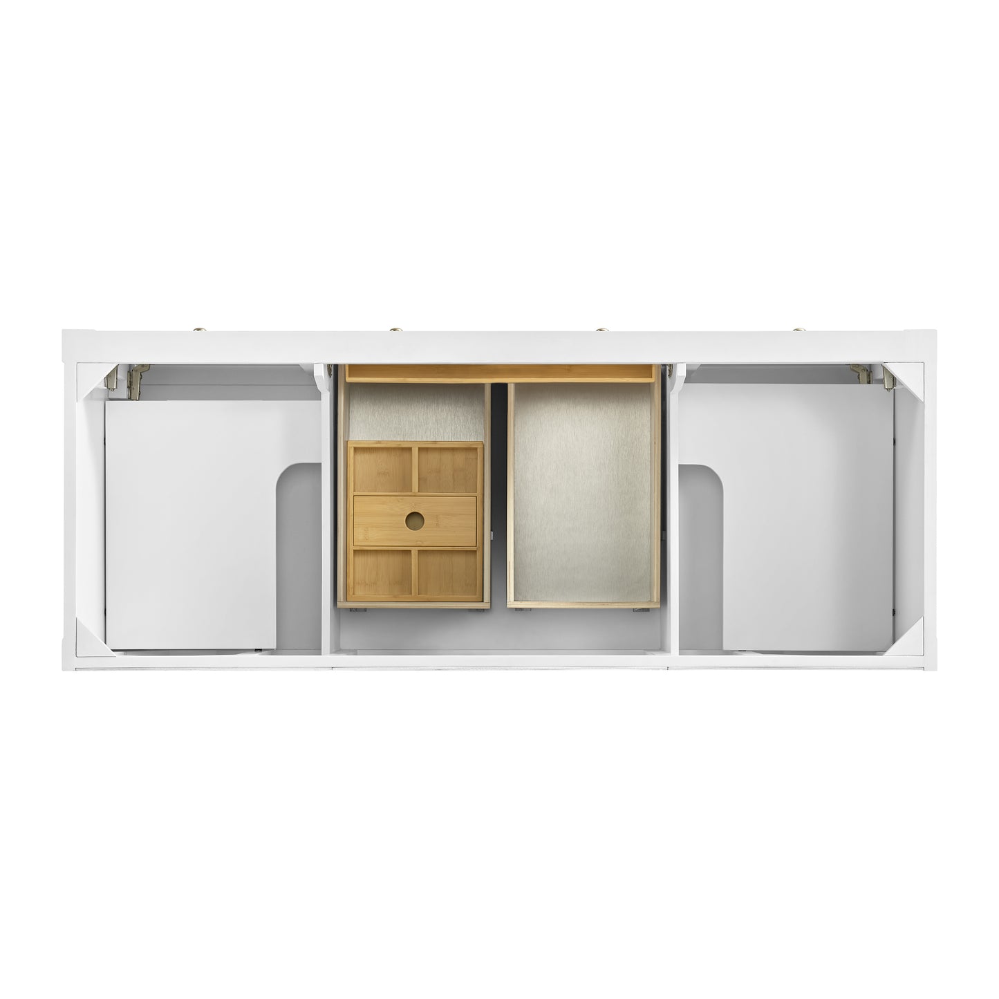 James Martin Vanities Breckenridge 60" Bright White Double Vanity With 3 cm Eternal Jasmine Pearl Quartz Top and FreePower Wireless Charger