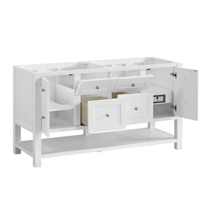 James Martin Vanities Breckenridge 60" Bright White Double Vanity With 3cm Arctic Fall Solid Surface Top