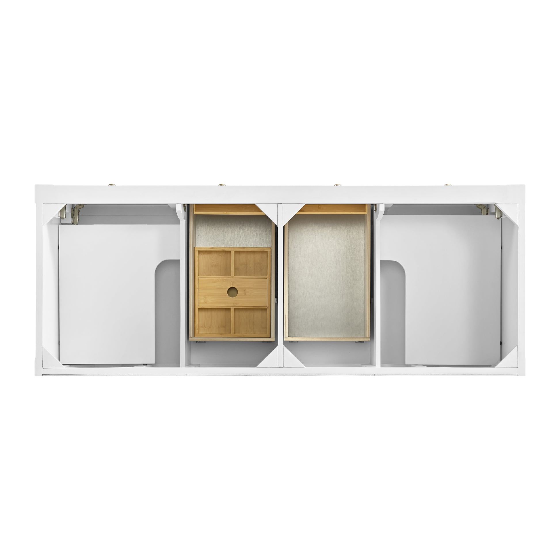 James Martin Vanities Breckenridge 60" Bright White Double Vanity With 3cm Charcoal Soapstone Quartz Top