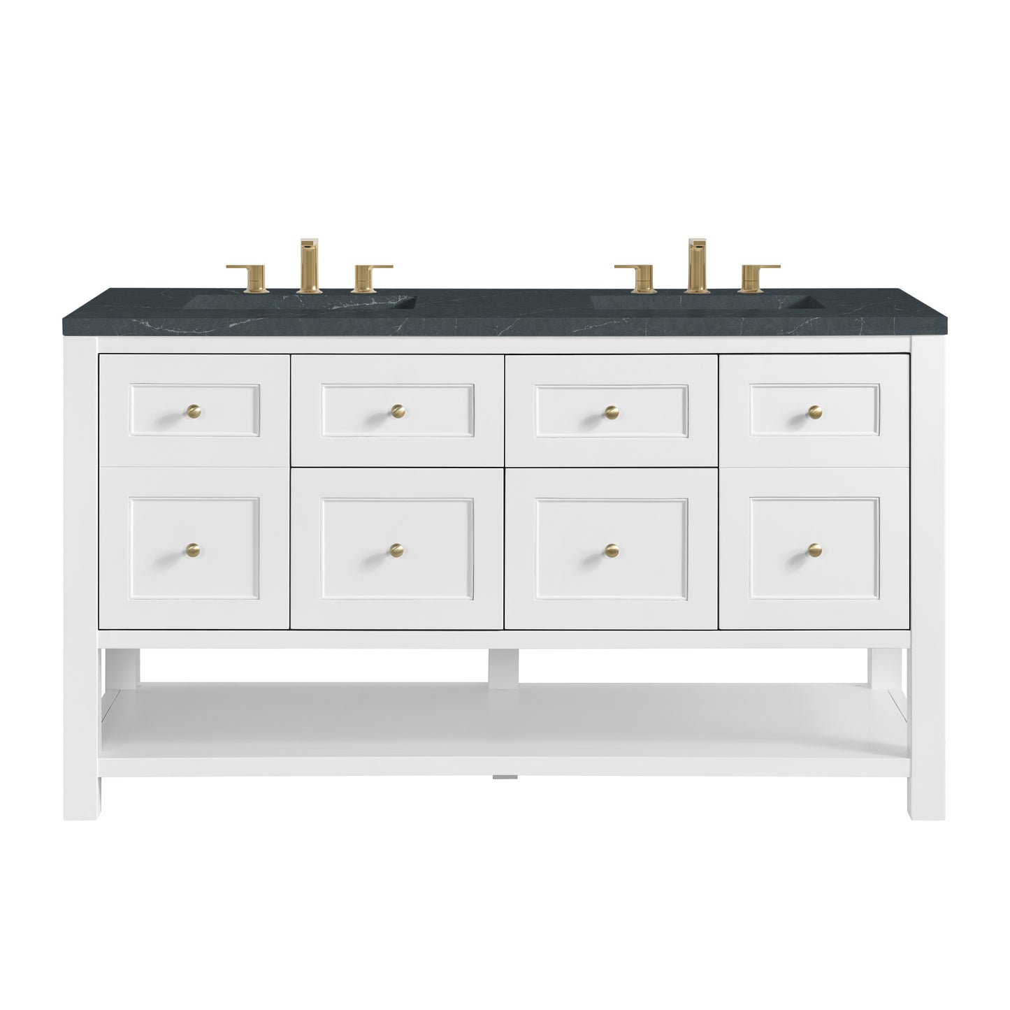 James Martin Vanities Breckenridge 60" Bright White Double Vanity With 3cm Charcoal Soapstone Quartz Top