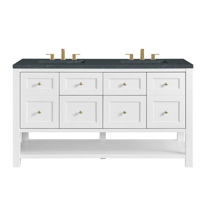 James Martin Vanities Breckenridge 60" Bright White Double Vanity With 3cm Charcoal Soapstone Quartz Top
