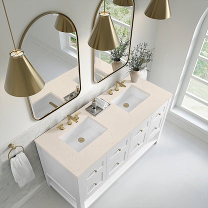 James Martin Vanities Breckenridge 60" Bright White Double Vanity With 3cm Eternal Marfil Quartz Top