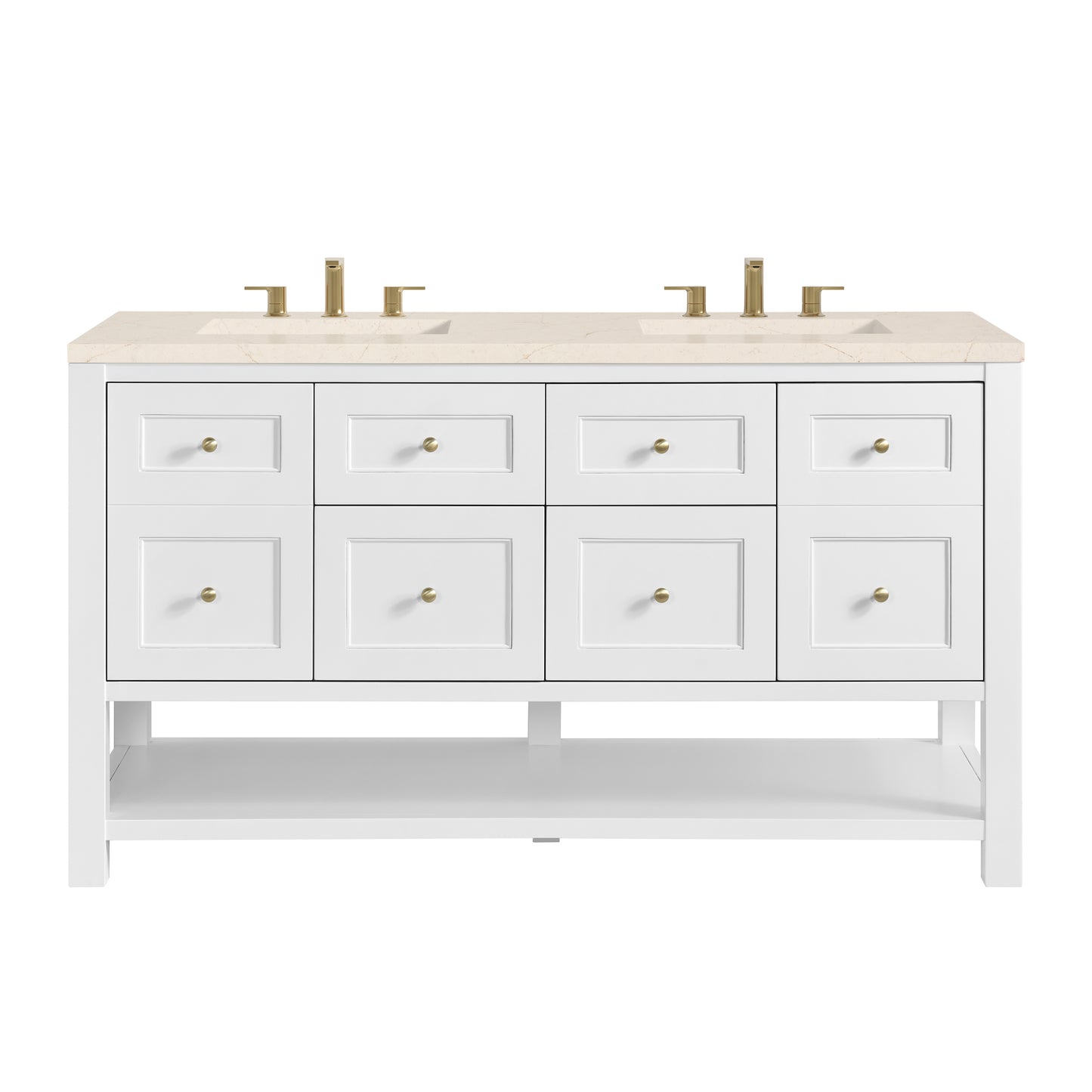 James Martin Vanities Breckenridge 60" Bright White Double Vanity With 3cm Eternal Marfil Quartz Top