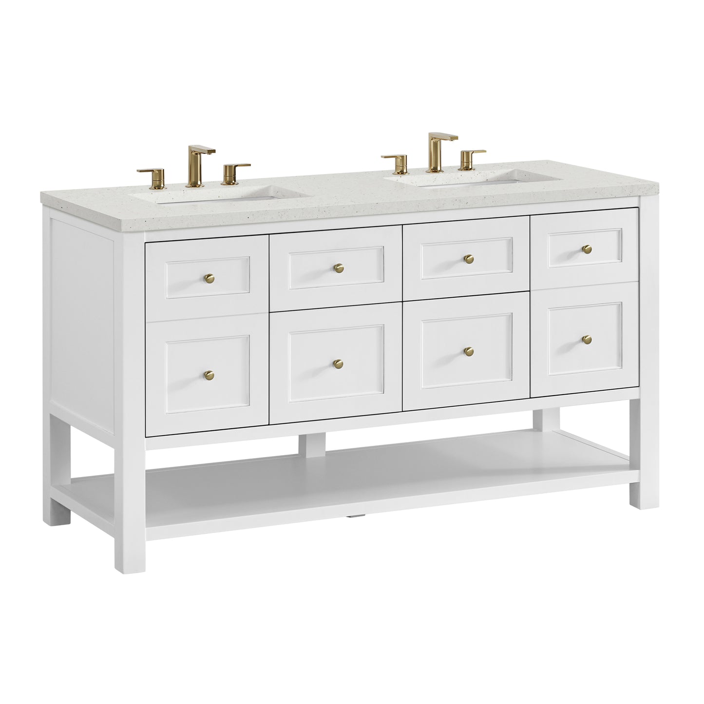 James Martin Vanities Breckenridge 60" Bright White Double Vanity With 3cm Lime Delight Quartz Top